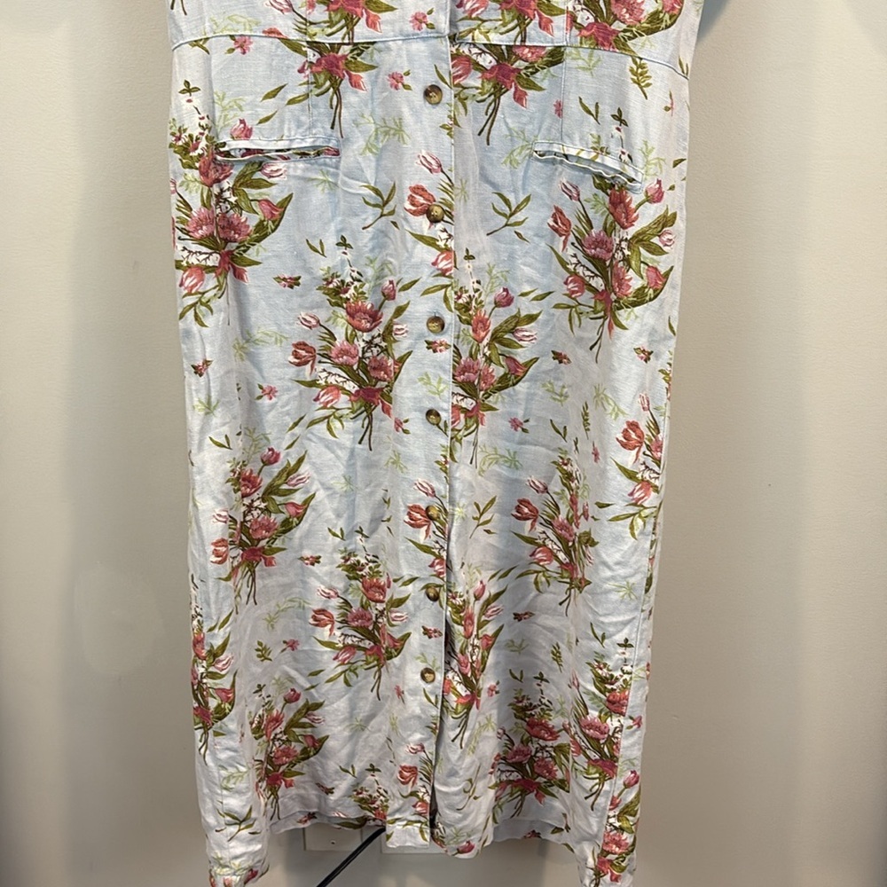 Vintage Lanz of Salzburg Linen Floral Button Down Maxi Dress Size 14 - Picture 4 of 13